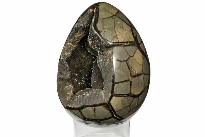 Septarian Dragon Egg Geode - Black Crystals #145254